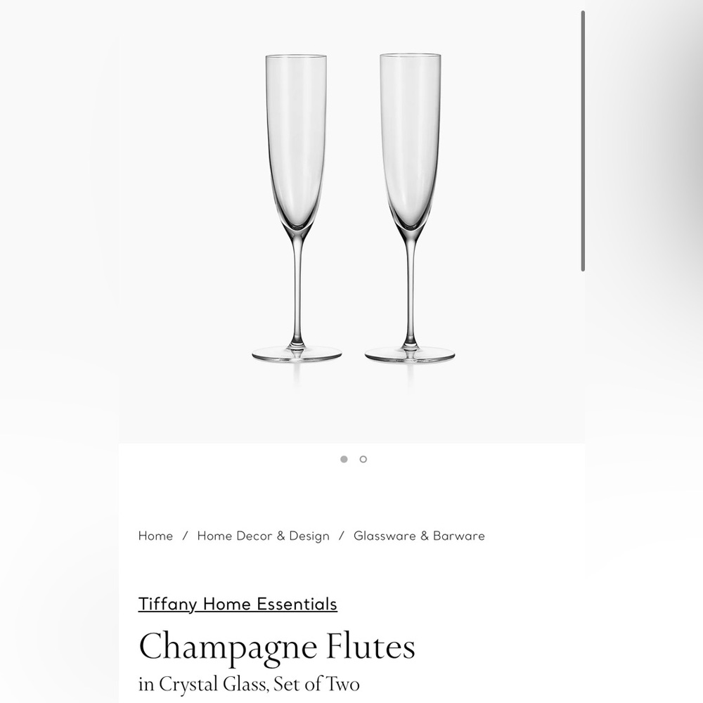 Tiffany & Company Champagne Flutes
in Crystal Glass, Set of Two